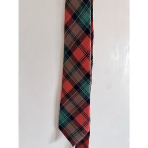 Scottish 100% Wool Vintage Tie Tye Scotland Orange Green Long 56" Flaws Read